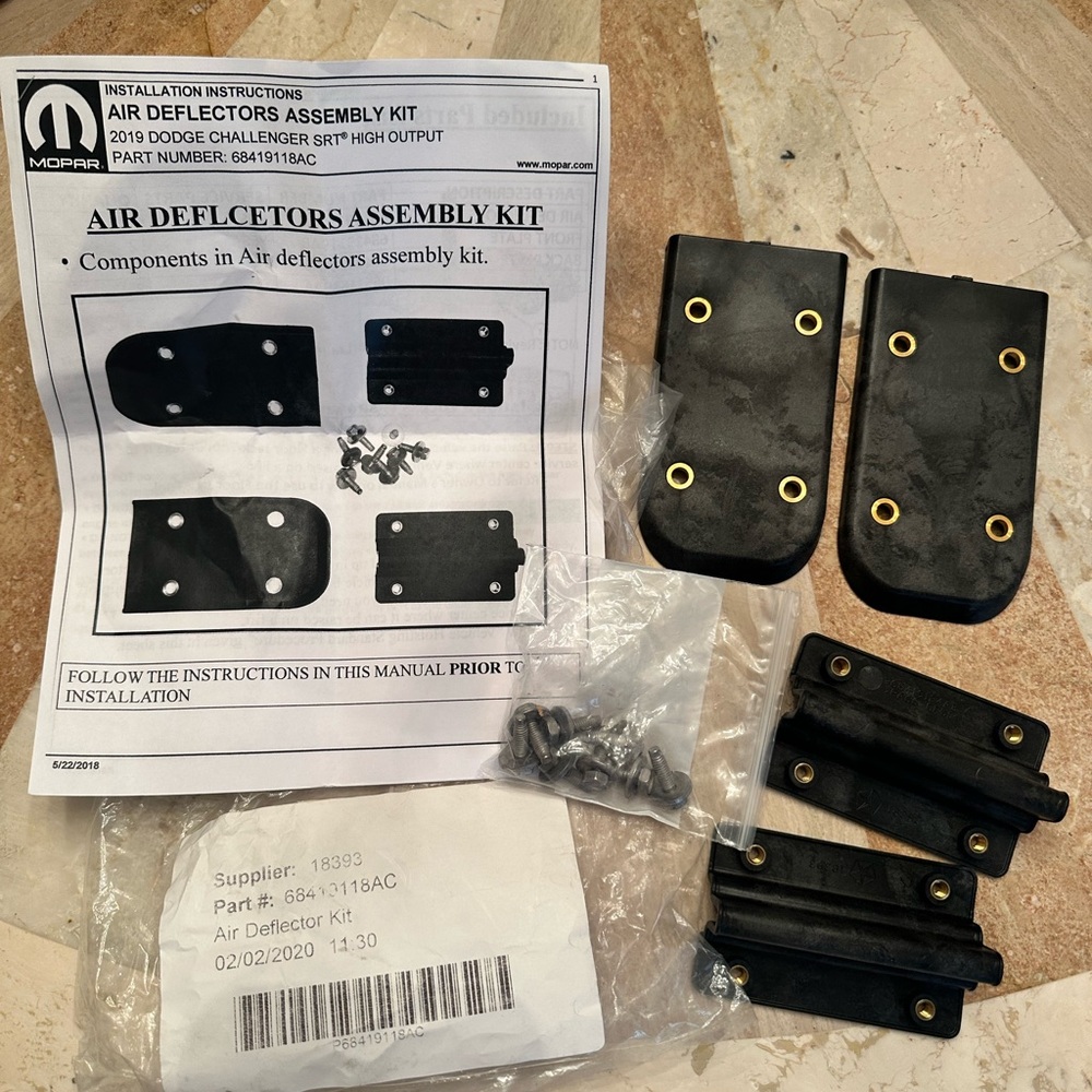 New Mopar Air Deflectors Assembly Kit - Black